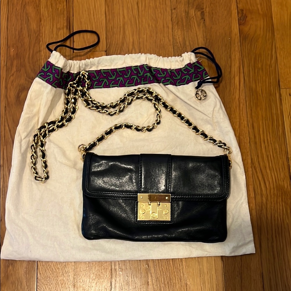 Tory Burch Black Leather Chain Bag